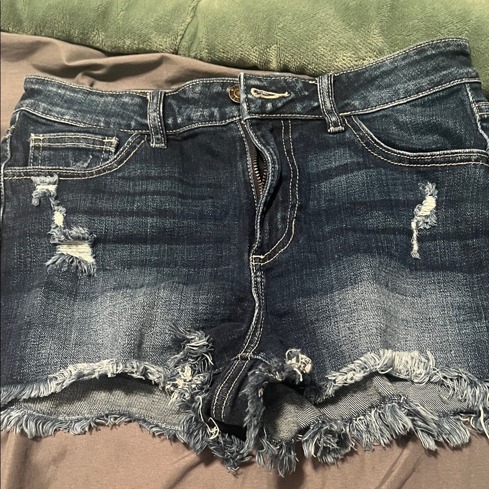 Windsor Dark Blue Distressed Jean Shorts
